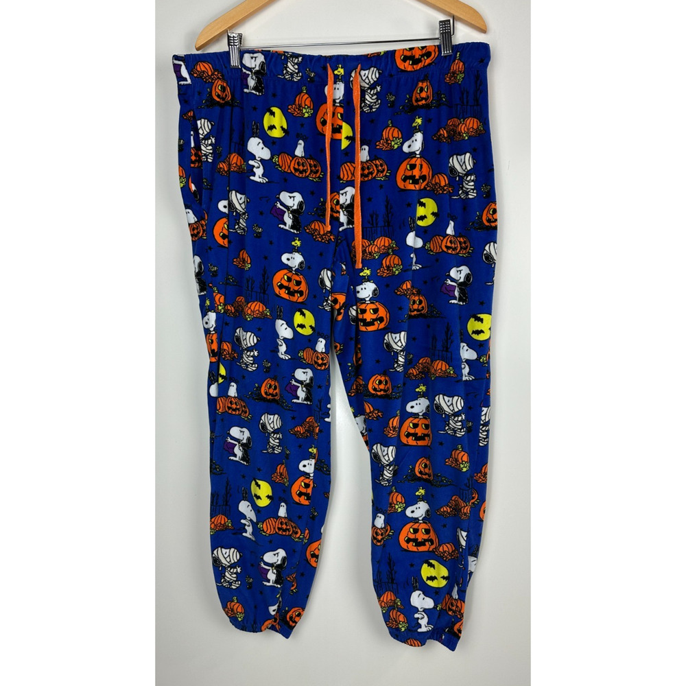 Snoopy Peanuts Pajama Pants Halloween Pumpkin Jogger Plush Pj Sleep Women's XL - Picture 2 of 12